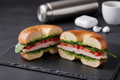 BÄKKER Yeşil Enerji: Pesto Soslu ve Hindi Fümeli Fit Bagel