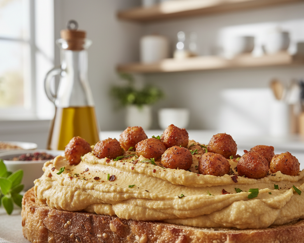 BÄKKER Bitkisel Güç: Humuslu ve Çıtır Nohutlu Açık Tost