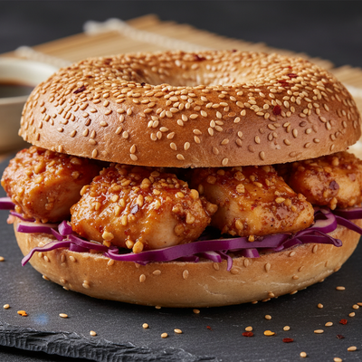 BÄKKER Asya Esintisi: Tatlı-Acı Fıstık Soslu Tavuklu Bagel