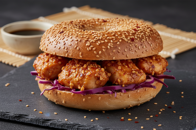 BÄKKER Asya Esintisi: Tatlı-Acı Fıstık Soslu Tavuklu Bagel